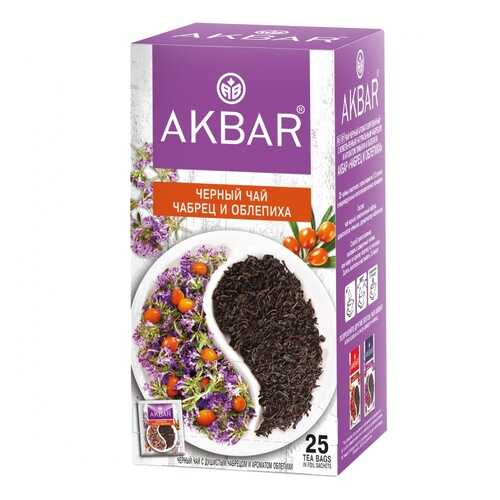 Чай Akbar Чабрец и Облепиха, черный с добавками, 25 сашетов в ТНК