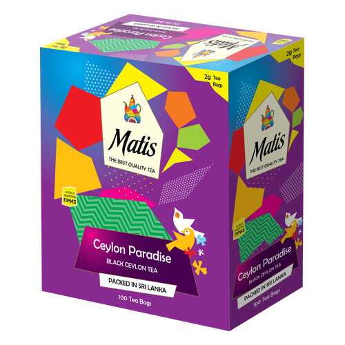 Чай черный в пакетиках для чашки Матис Ceylon Paradise 100*2 г в ТНК