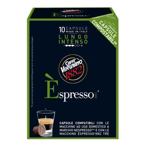 Капсулы Vergnano e`spresso lungo intenso для кофемашин Nespresso 10 капсул в ТНК