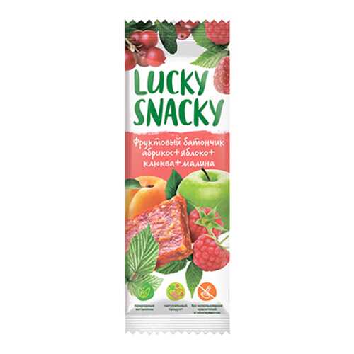 Батончик Lucky Snacky фруктовый с абрикосом яблоком клюквой и малиной в ТНК