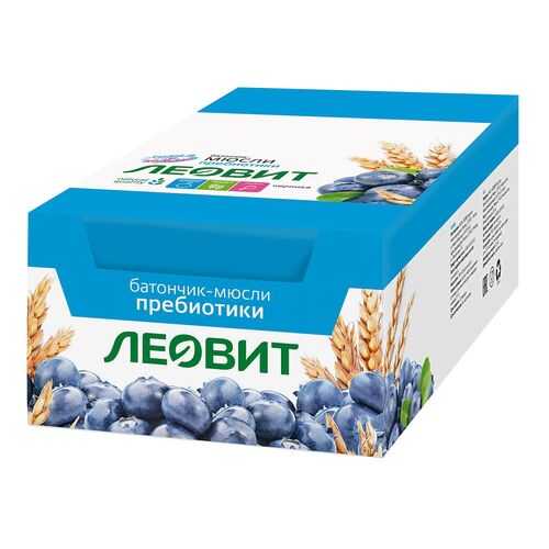 Батончик-мюсли Леовит с черникой и лютеином шоубокс 26 шт по 30 г в ТНК