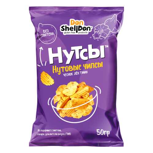 Чипсы Don Shelldon Нутсы нутовые со вкусом чеснока, льна и тмина 50 г в ТНК