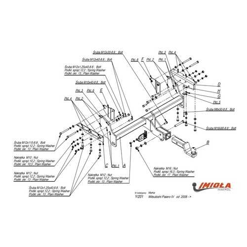 Imiola Фаркоп Mitsubishi Pajero 2008- съемное крепление шара под американский квадрат (с э в ТНК
