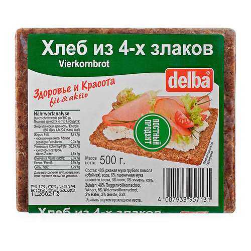 Хлеб Delba из 4-х злаков, 500 гр. в ТНК