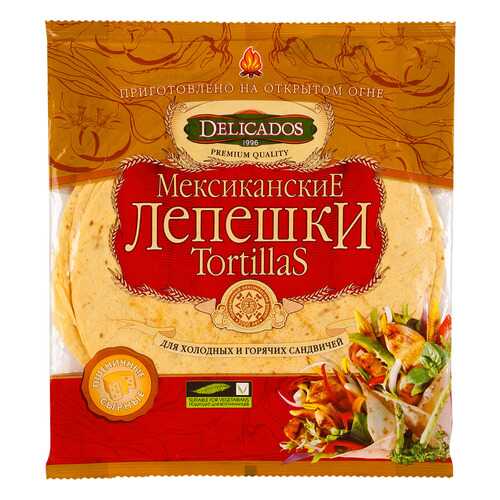 Лепешки Delicados tortillas мексиканские для сандвичей пшеничные сырные 6 штук в ТНК