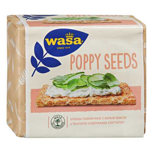 Хлебцы Wasa Poppy Seeds пшеничные с белым маком 240 г в ТНК