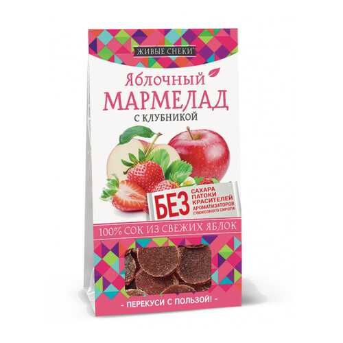 Мармелад яблочный Живые снеки с клубникой 90 г в ТНК