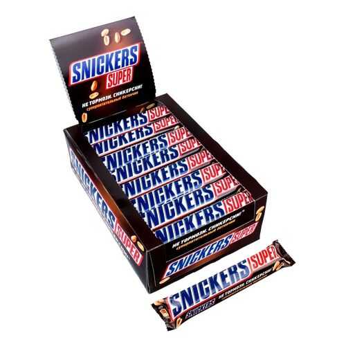 Батончик шоколадный Snickers Super коробка 32 штуки по 95 г в ТНК