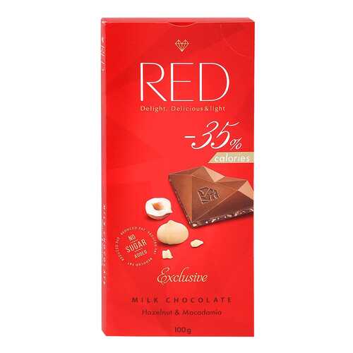 Шоколад молочный Red с фундуком и макадамией со сниженной калорийностью 100 г в ТНК