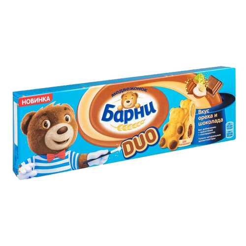Пирожное бисквитное Барни duo вкус ореха и шоколада 150 г в ТНК