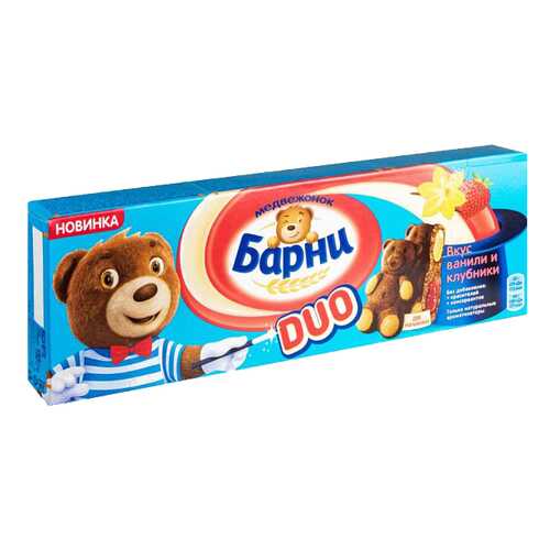 Пирожное бисквитное Барни duo вкус ванили и клубники 150 г в ТНК