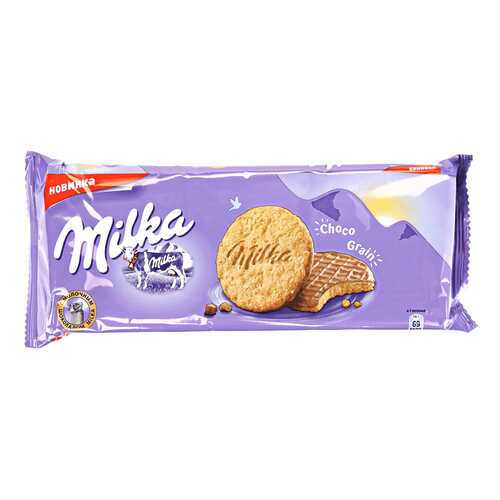 Печенье овсяное Milka с молочным шоколадом 168 г в ТНК