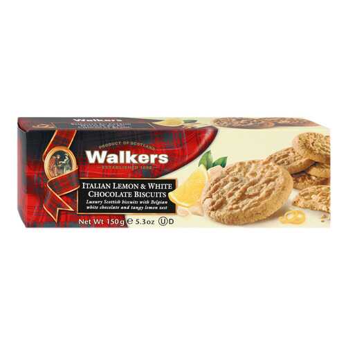 Печенье Walkers Итальянский лимон и белый шоколад 150 г Великобритания в ТНК