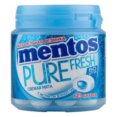 Жевательная резинка Mentos свежая мята без сахара с экстрактом зеленого чая 50 штук в ТНК