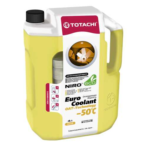 Охлаждающая жидкость TOTACHI NIRO EURO COOLANT OAT - Technology -50 C, 4л в ТНК