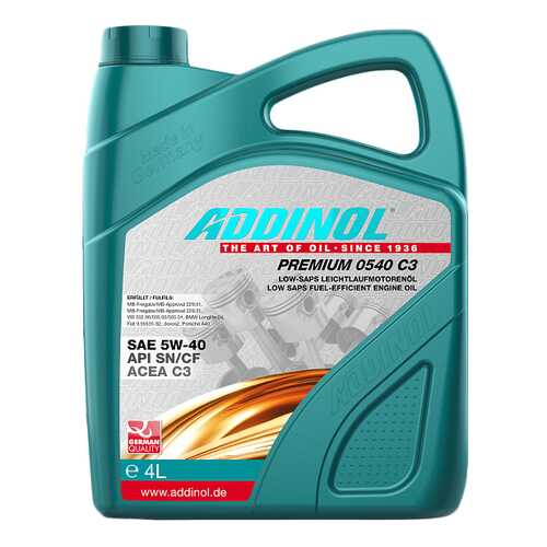 Моторное масло Addinol Premium 0540 C3 5W-40 4л в ТНК