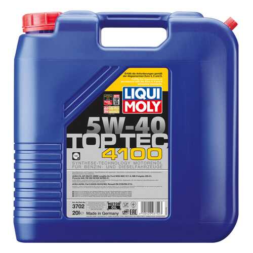 Моторное масло Liqui moly Top Tec 4100 5W-40 20л в ТНК