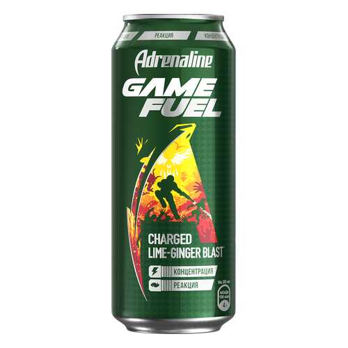 Энергетический напиток Adrenaline game fuel со вкусом имбиря и лайма ж/б 0.449 л в ТНК