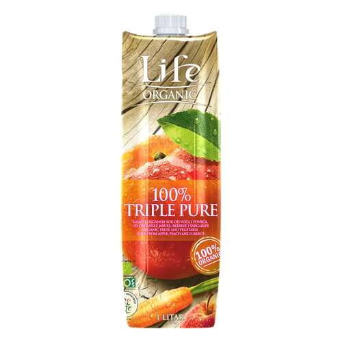 Сок Life premium яблочно-персиковый с добавлением морковного био organic 1 л в ТНК